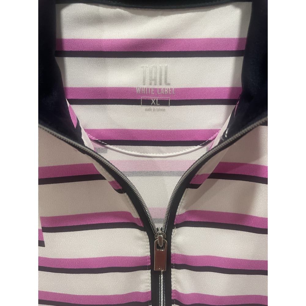 Tail Womens XL Golf/Tennis Sleeveless Shirt Lavender / black/ White Q Zip EUC - Picture 2 of 7